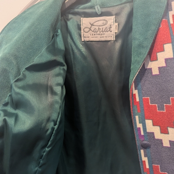 Lariat Women's Green Suede Leather Fringe Jacket Rodeo Cowgirl Aztec Size Large - Picture 5 of 14